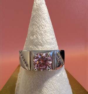4.25 CT Pink Moissanite Ring: Unisex Statement Jewelry